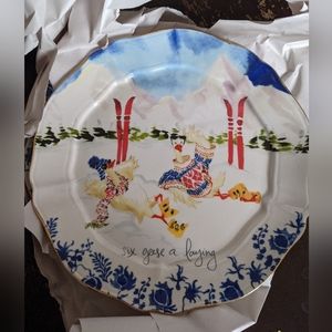 NWT Anthropologie Inslee Farris 12 Days of Christmas "Six Geese a Laying" Plate